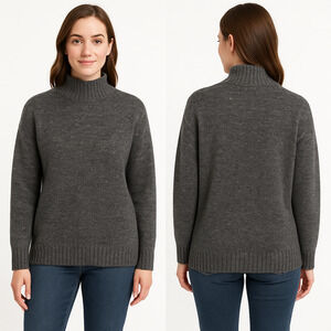 NWT Well Worn Mock Neck Nep Yarn Sweater Gray Small